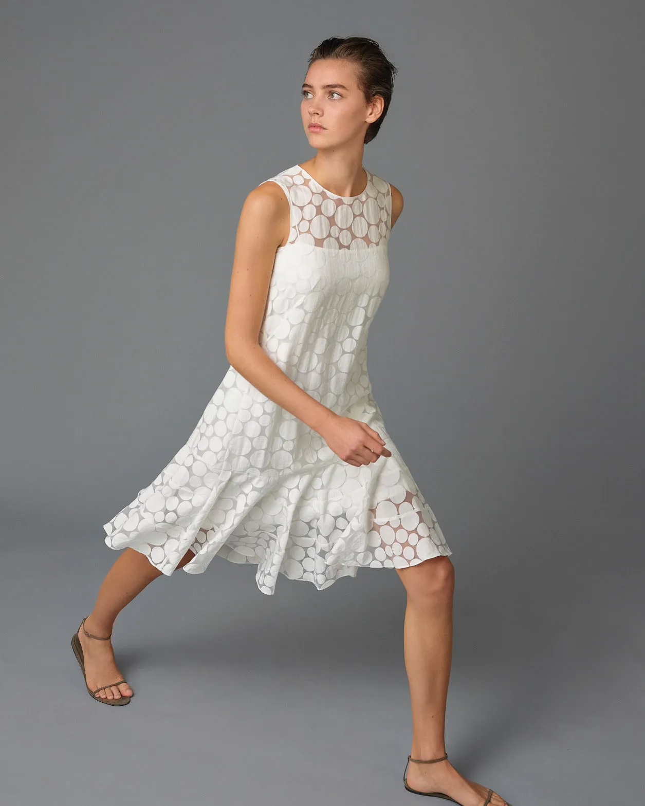A-line dress in Viscose Dot Organza