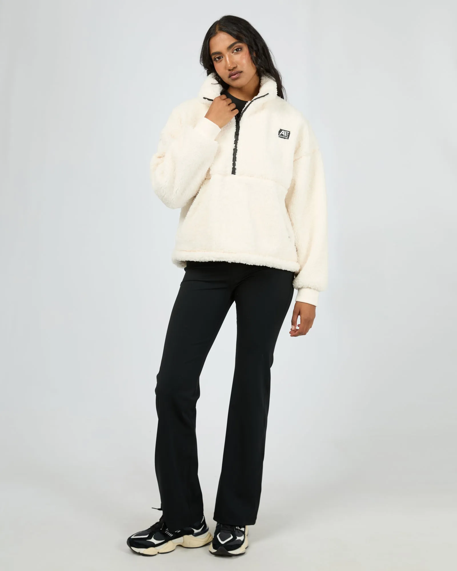 All About Eve Amara Quarter Zip Teddy Vintage White