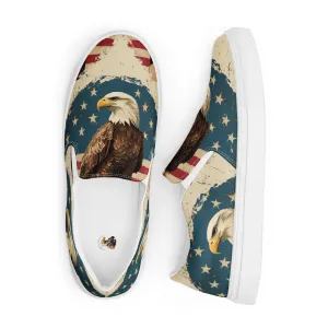 American flag with eagle, Men’s slip-on canvas shoes