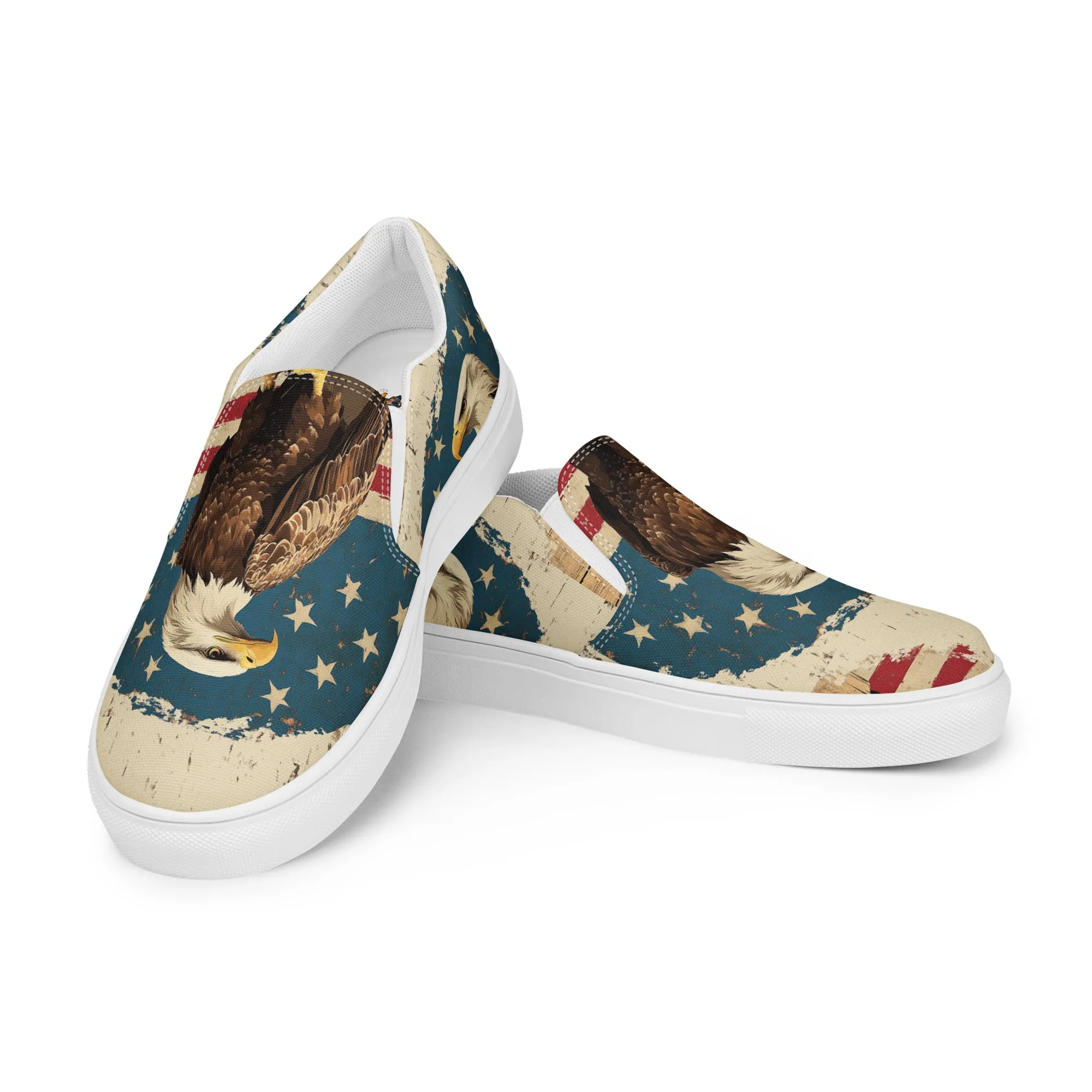 American flag with eagle, Men’s slip-on canvas shoes