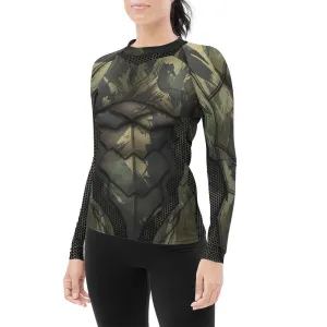 Army Camo Shell Women's Long Sleeve Rash Guard