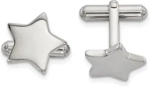 Avariah Chisel Stainless Steel Polished Star Cufflinks - 18.25mm