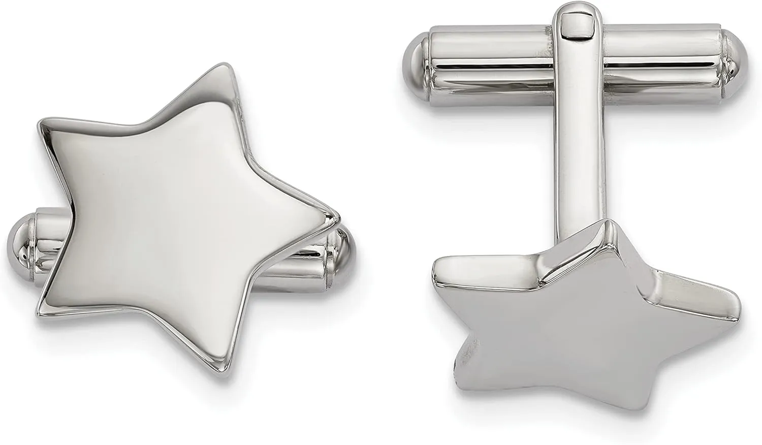 Avariah Chisel Stainless Steel Polished Star Cufflinks - 18.25mm