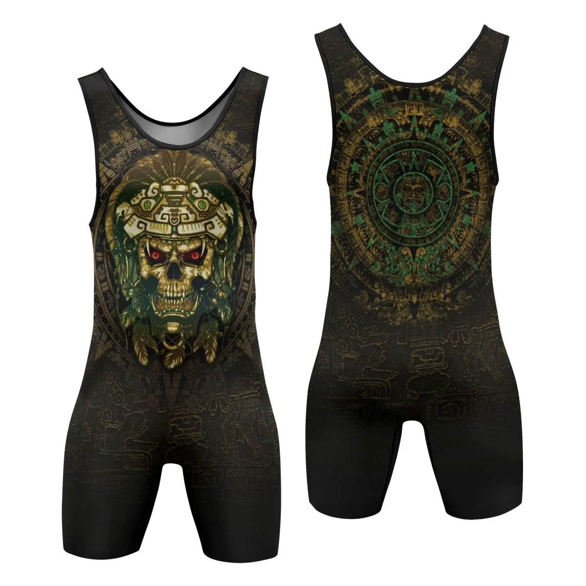 Aztec Jungle Warrior Mask Wrestling Singlets