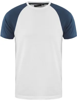 BaptistD Raglan Sleeve Baseball T-Shirt in White / Indigo
