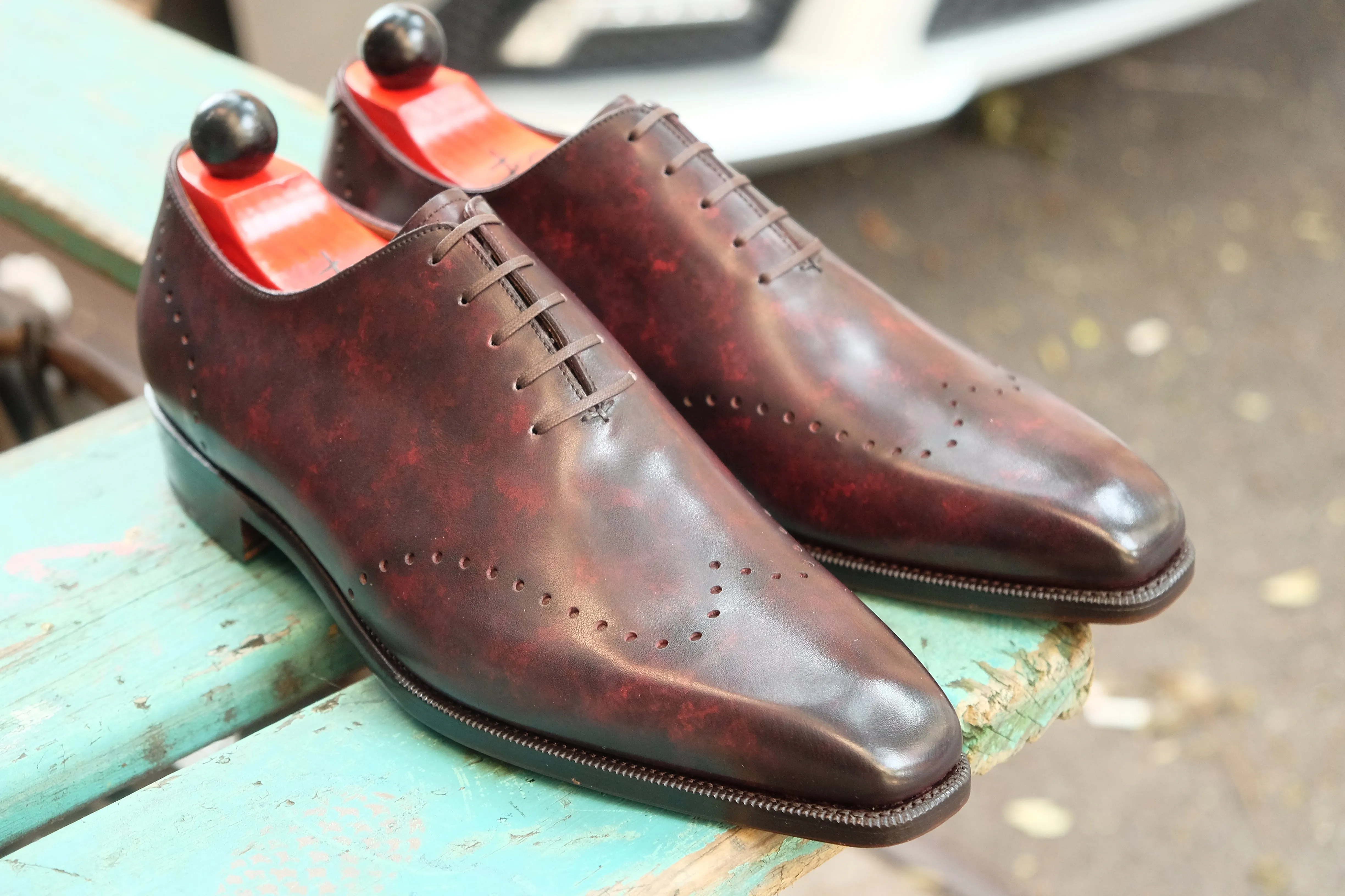 Bellingham - MTO - Plum Marble Patina - LPB Last - Single Leather Sole