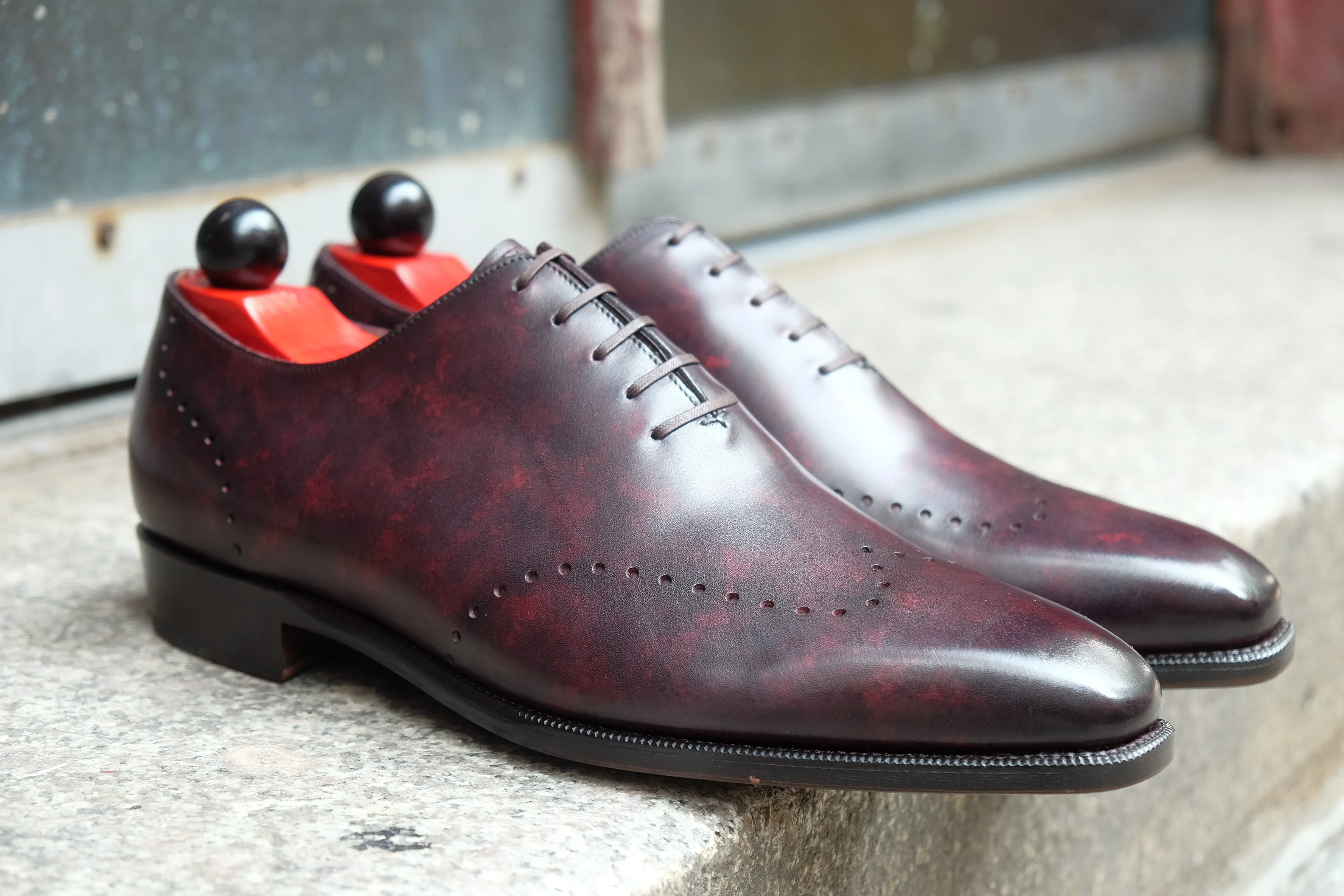 Bellingham - MTO - Plum Marble Patina - LPB Last - Single Leather Sole