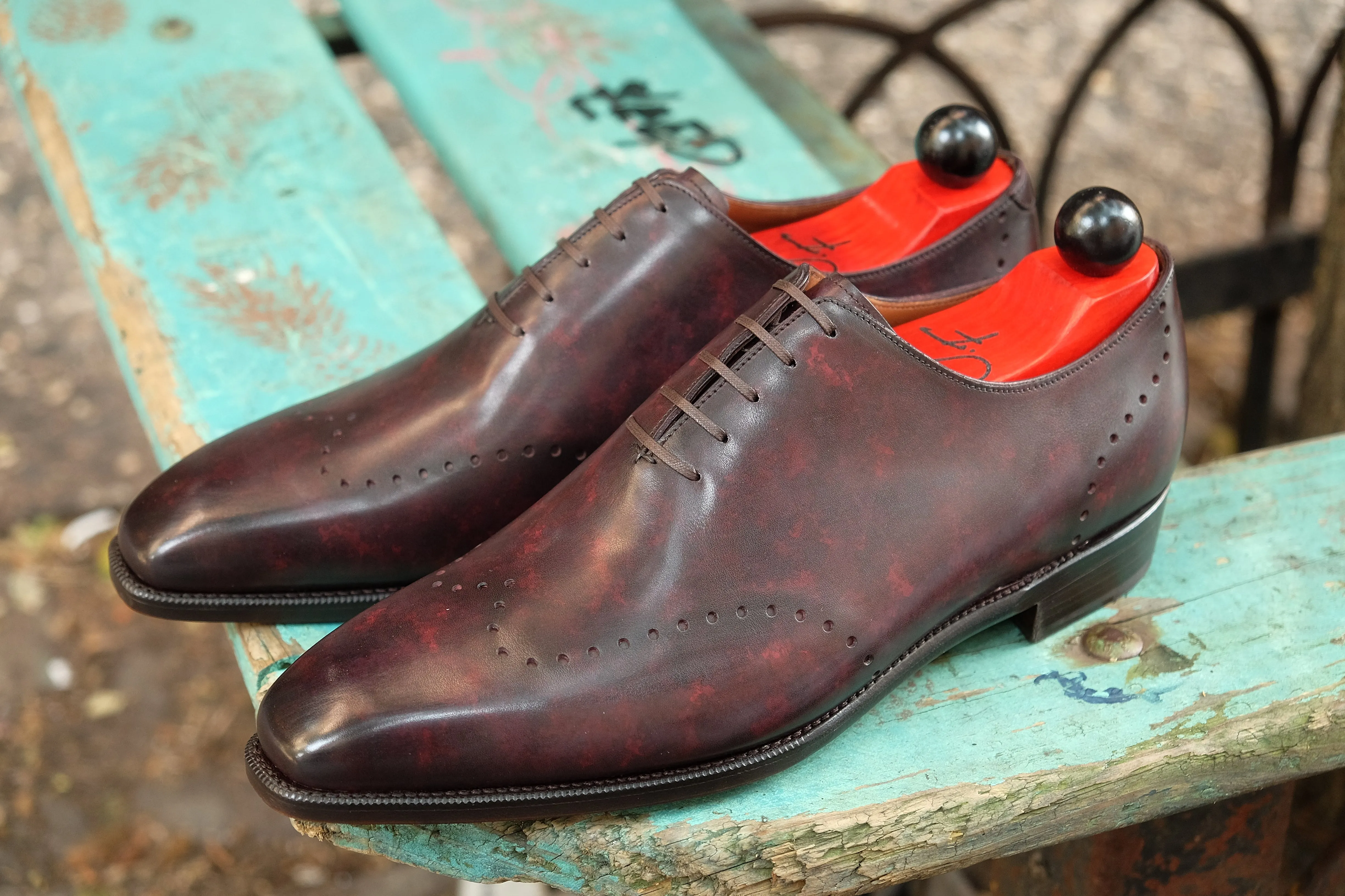 Bellingham - MTO - Plum Marble Patina - LPB Last - Single Leather Sole