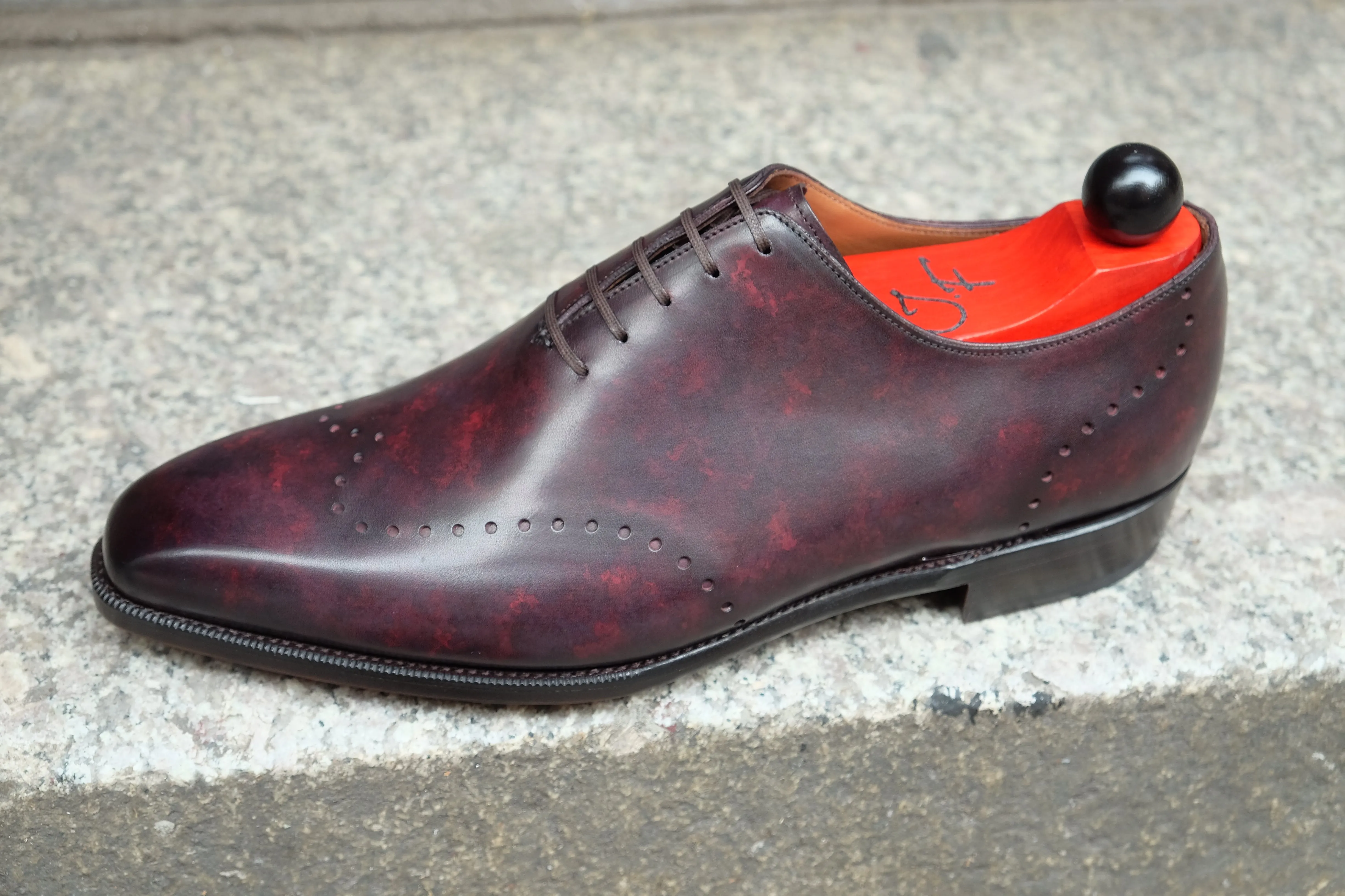 Bellingham - MTO - Plum Marble Patina - LPB Last - Single Leather Sole