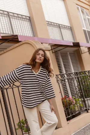 Betty Basics Raven Top Navy Cream Stripe