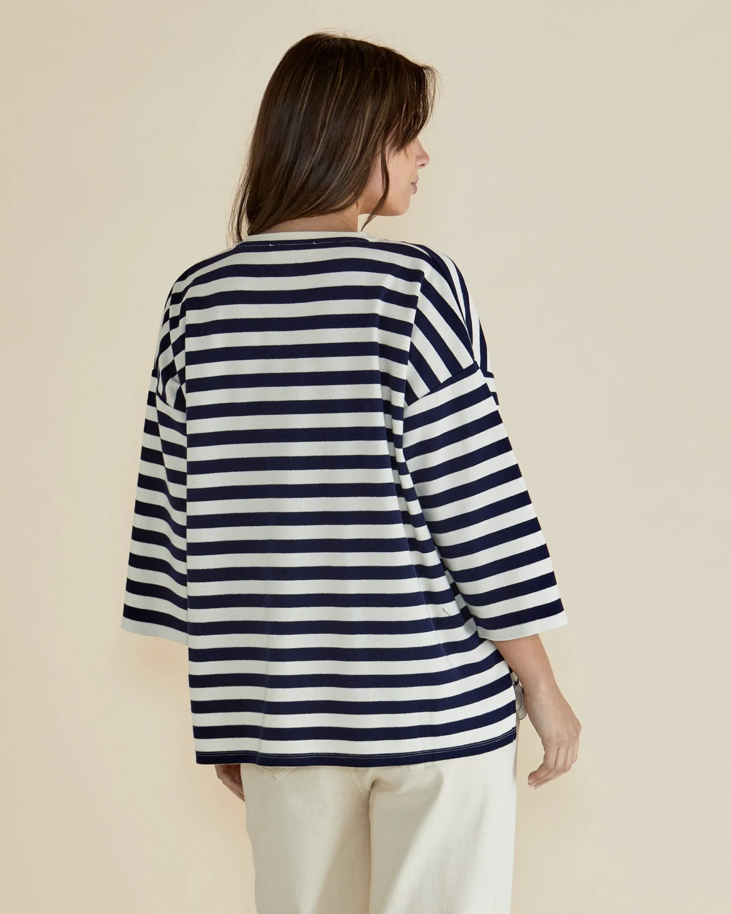 Betty Basics Raven Top Navy Cream Stripe