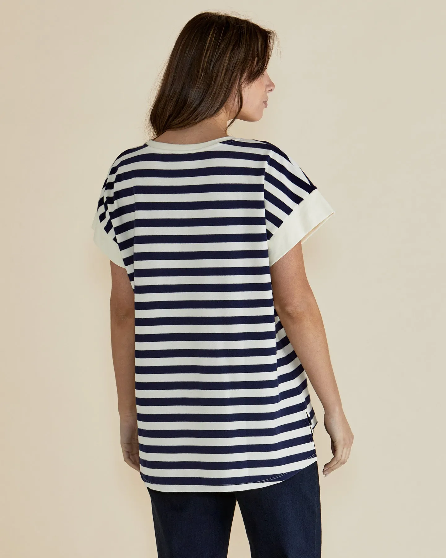 Betty Basics Willa Tee Navy/ Cream Stripe