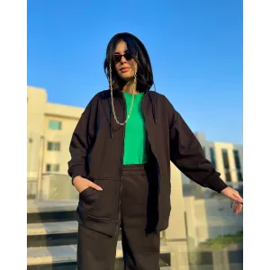 Black matching tracksuit
