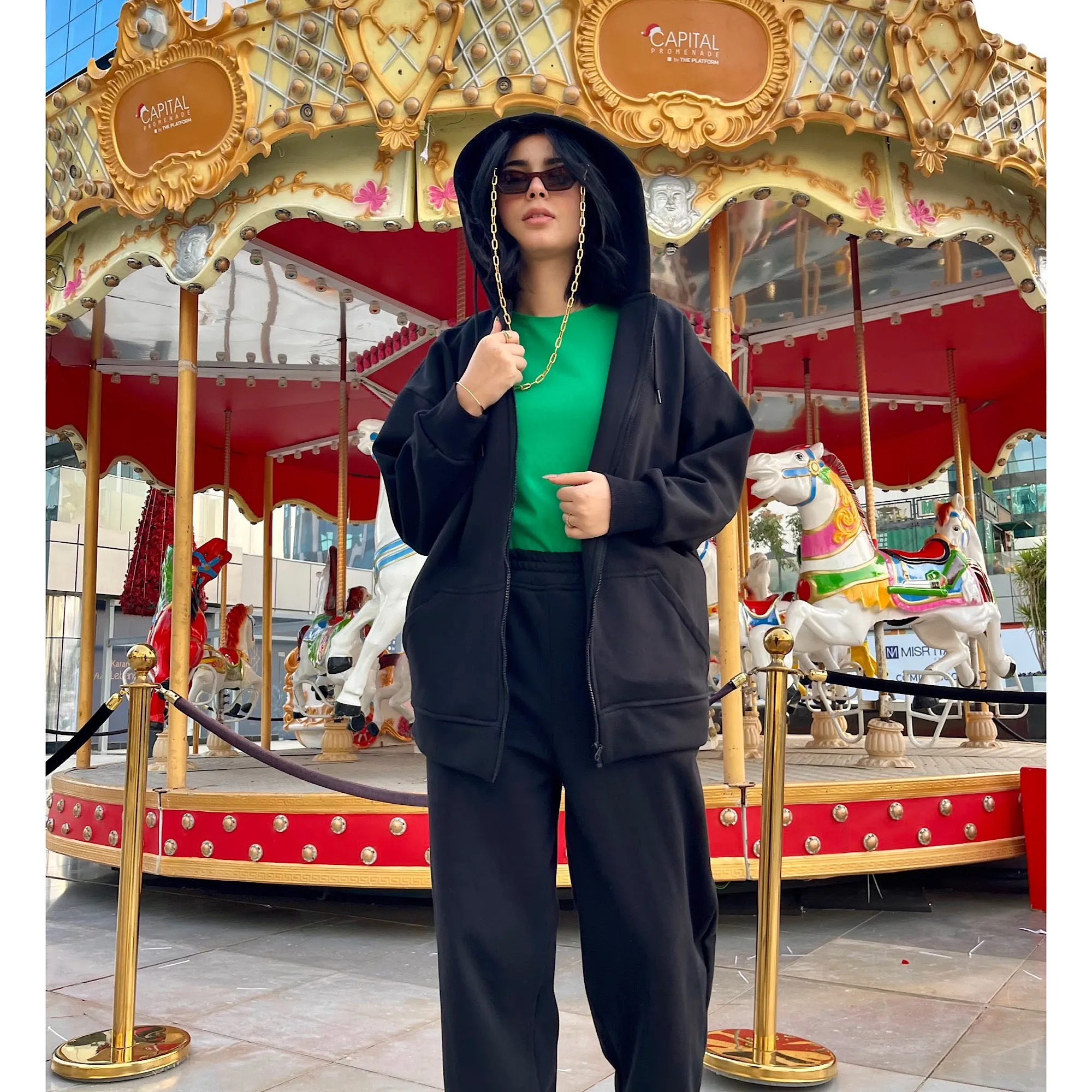 Black matching tracksuit