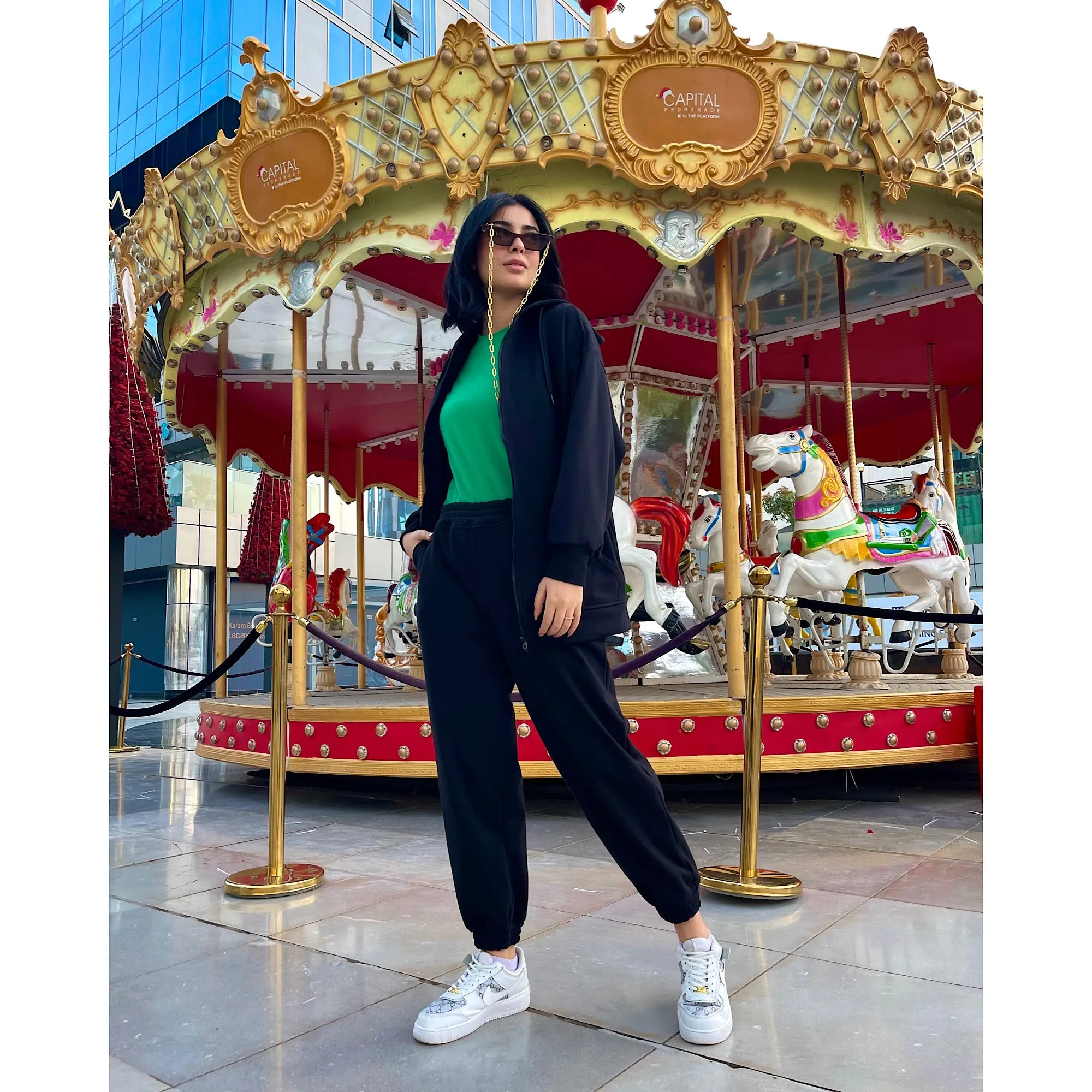 Black matching tracksuit