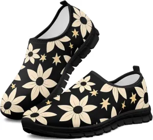 Casual Walking Sneakers for Women Slip On Breathable Tennis Shoes Non-Slip Minimalist Barefoot Shoe for Outdoor Size 5.5-11.5 Black Sole