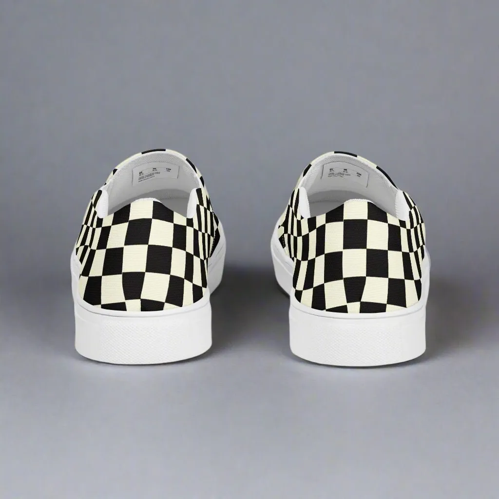 Checkered Print Men’s Slip-on Canvas Shoes - Trendy Handmade Slipons for Men & Women  