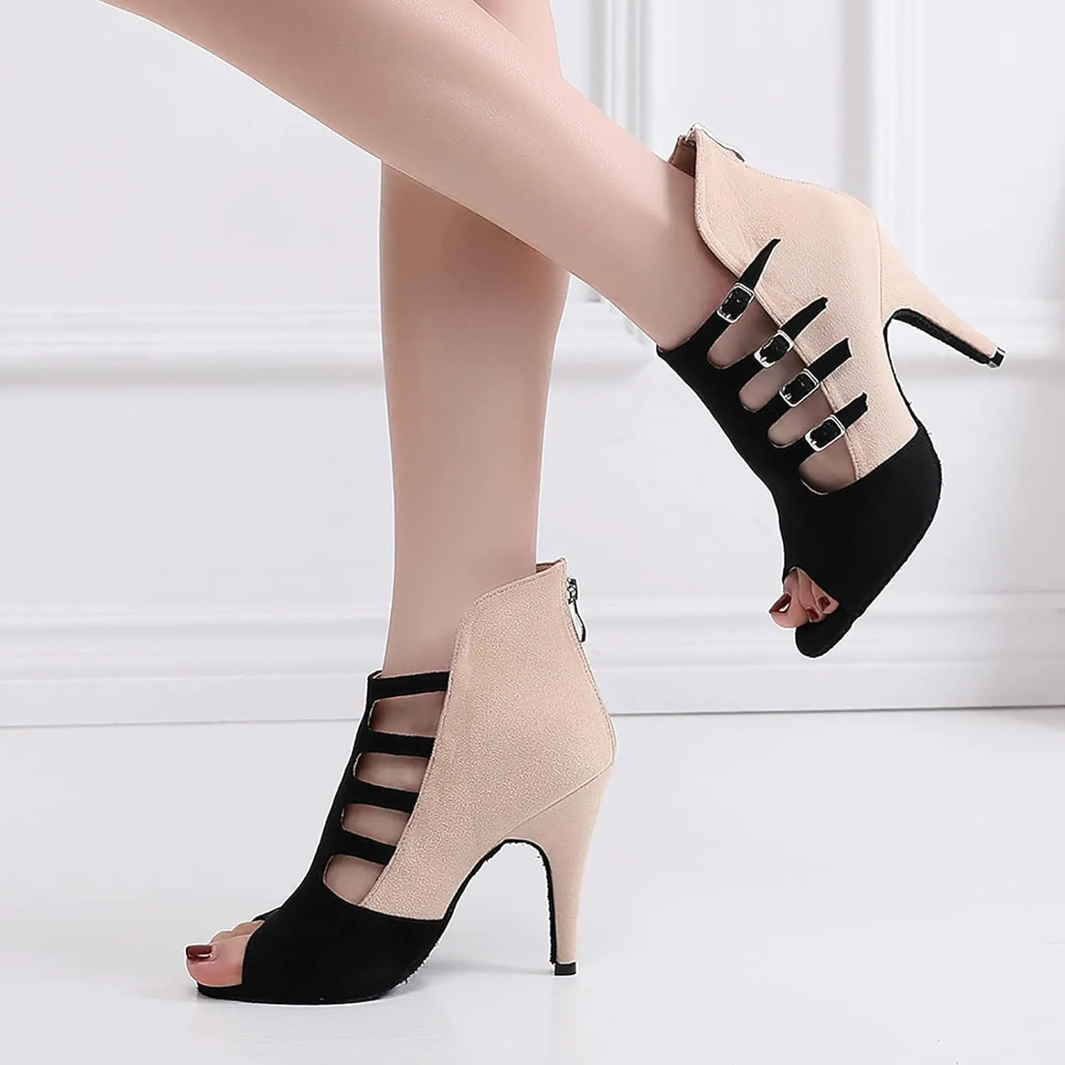 Dancing Boots Women Latin Ballroom Ankle Dance Shoes Tango Performance Professional Salsa Dance High Heels
