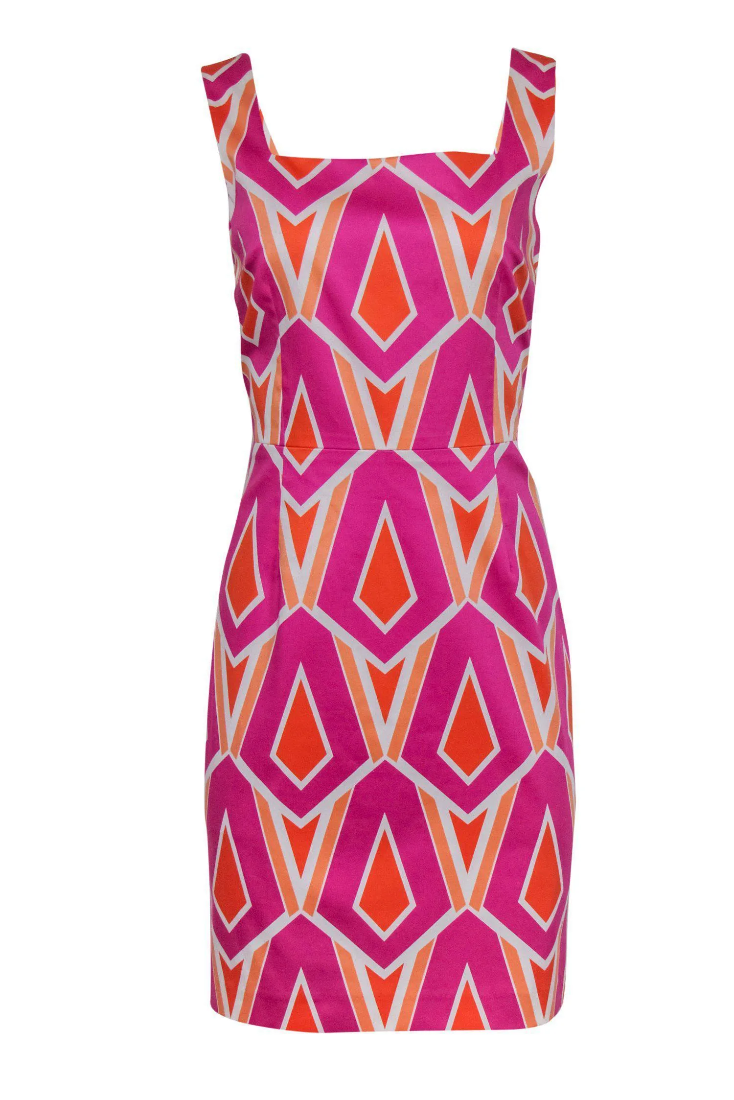 David Meister - Pink & Orange Printed Cotton Blend Dress Sz 10