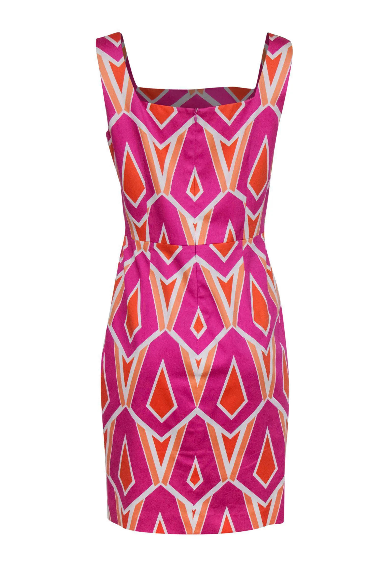 David Meister - Pink & Orange Printed Cotton Blend Dress Sz 10