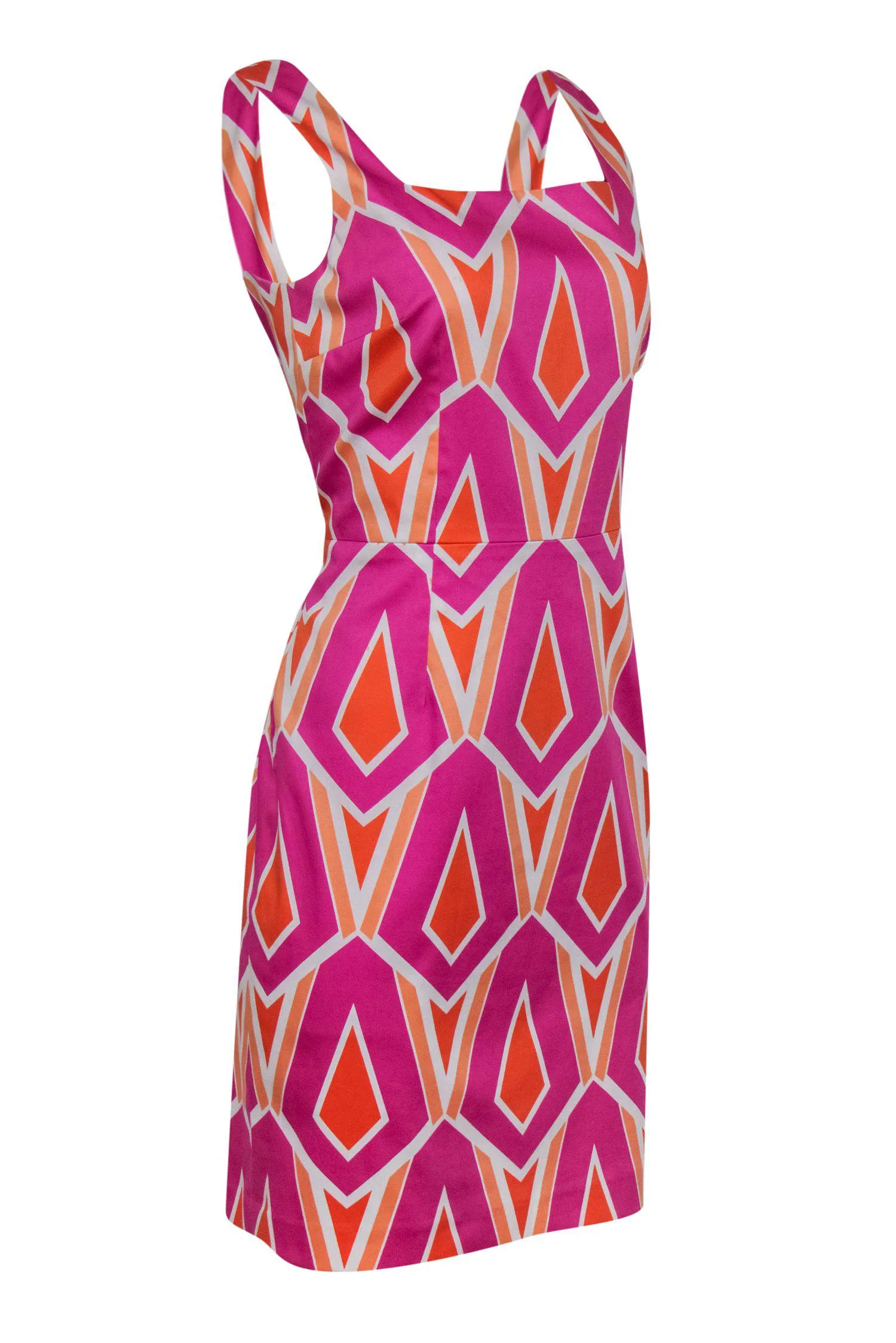 David Meister - Pink & Orange Printed Cotton Blend Dress Sz 10