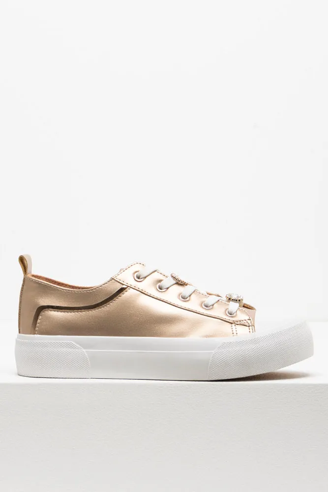 Diamante Heart Sneaker Gold