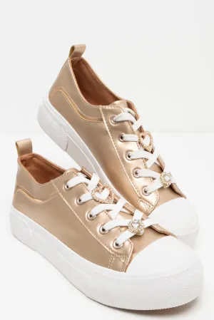 Diamante Heart Sneaker Gold