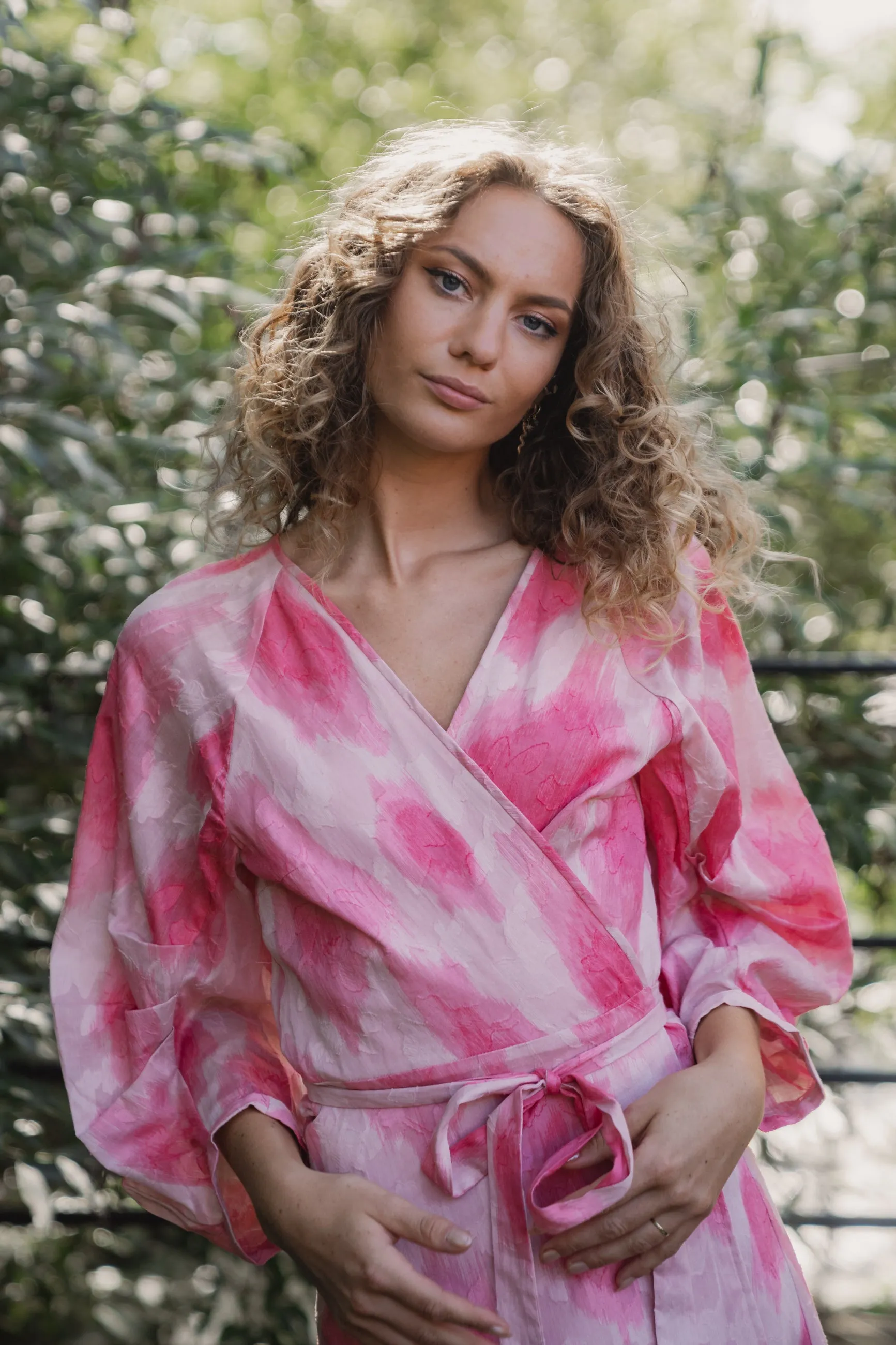 DimitraIW Wrap Dress - Pink Soft Shadow