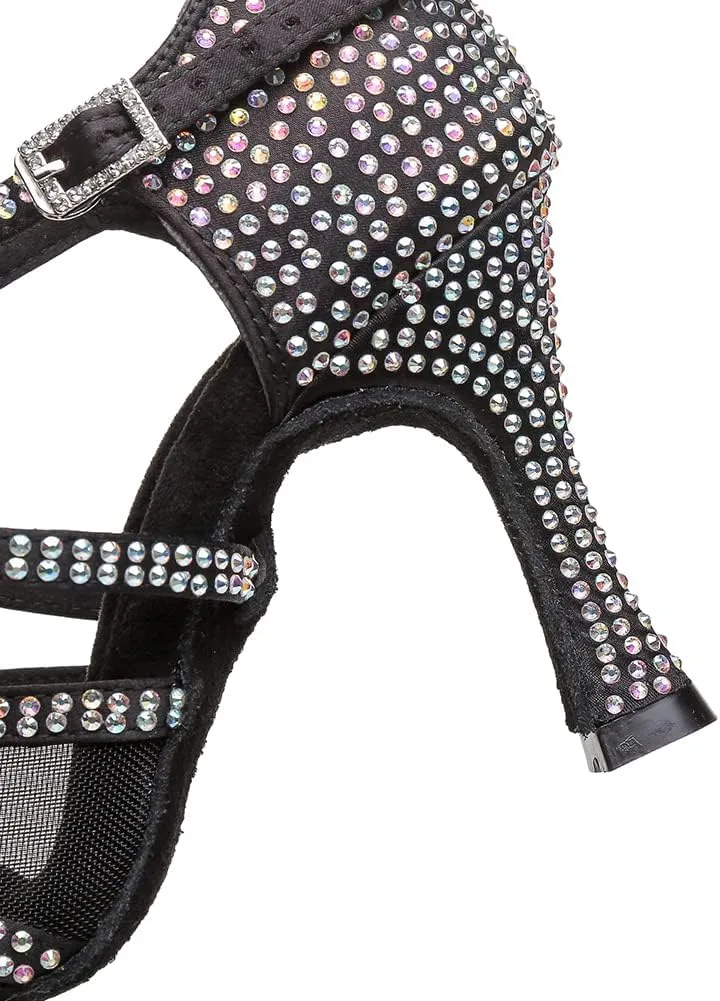 DKZSYIM Women Rhinestone Latin Ballroom Dance Shoes Bachata Salsa Practice Performance Dance Shoes,Model YCL424