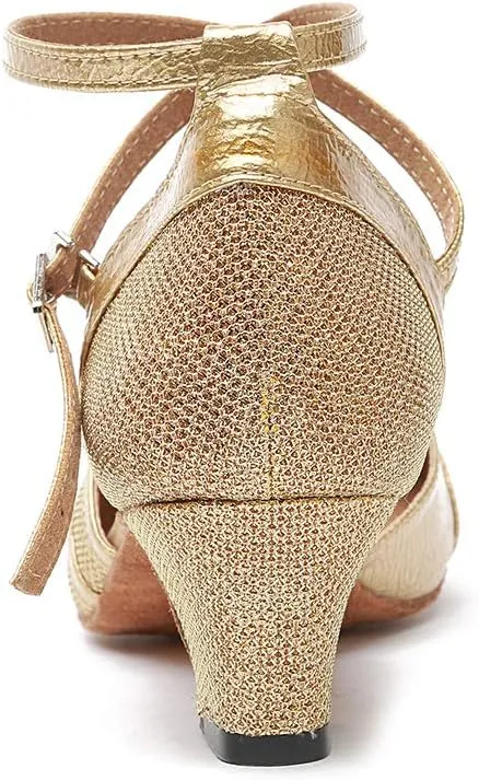 DKZSYIM Women's Latin Dance Shoes Ballroom Performance Sequin Wedding Dance Shoes,Model YCL135