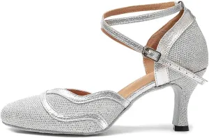 DKZSYIM Women's Latin Dance Shoes Ballroom Performance Sequin Wedding Dance Shoes,Model YCL135
