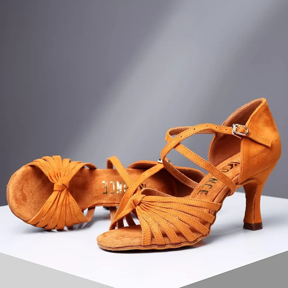 DKZSYIM Women's Latin Dance Shoes Professional Ballroom Salsa Practice Performance Dancing Shoes,Model KC-CL