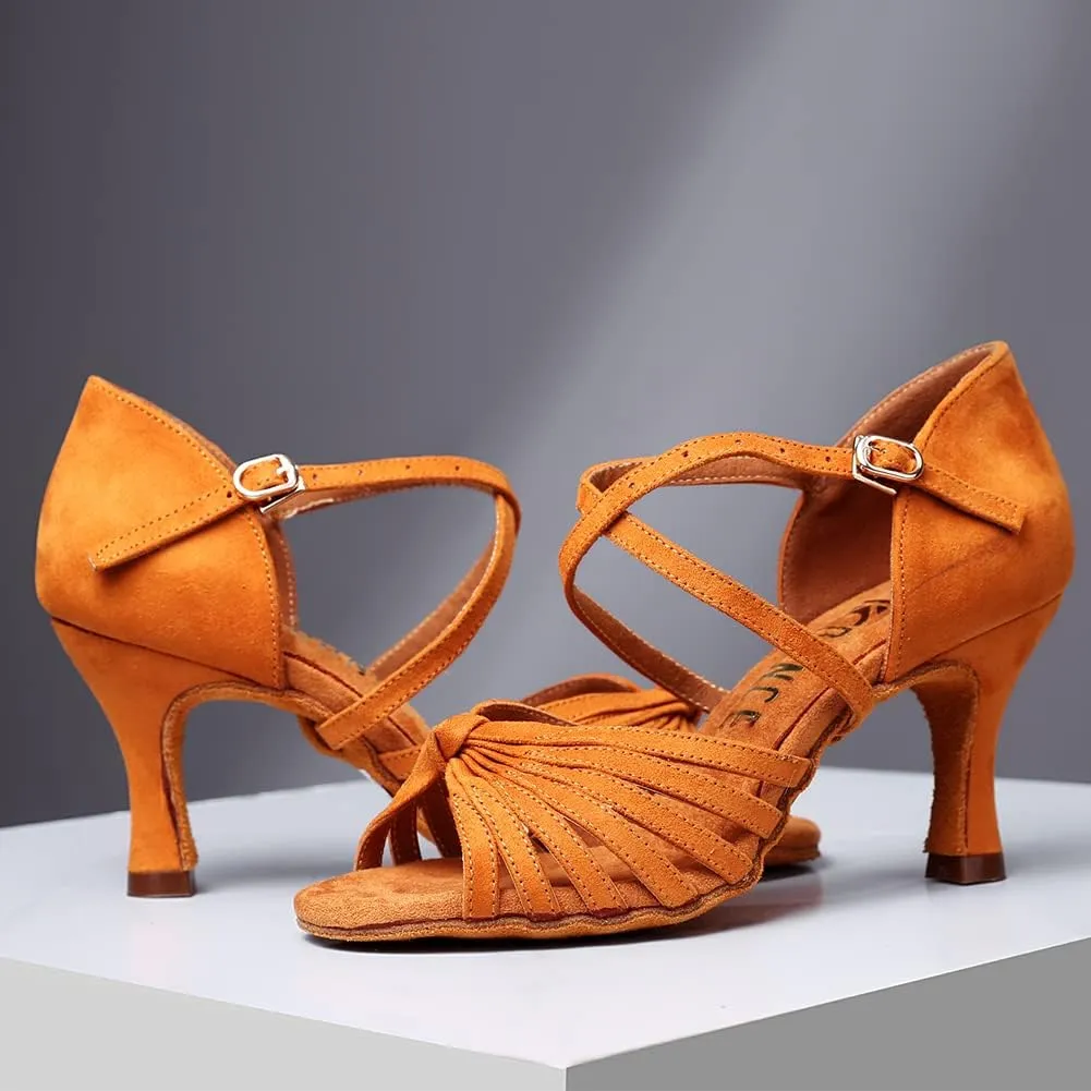 DKZSYIM Women's Latin Dance Shoes Professional Ballroom Salsa Practice Performance Dancing Shoes,Model KC-CL