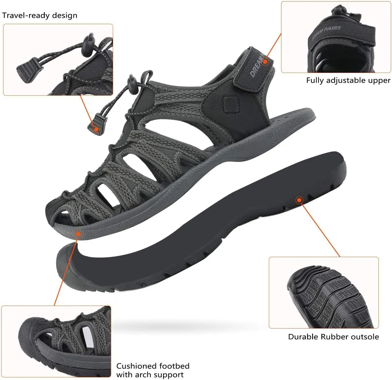 DREAM PAIRS Men's 160912-M-NEW Adventurous Summer Outdoor Sandals