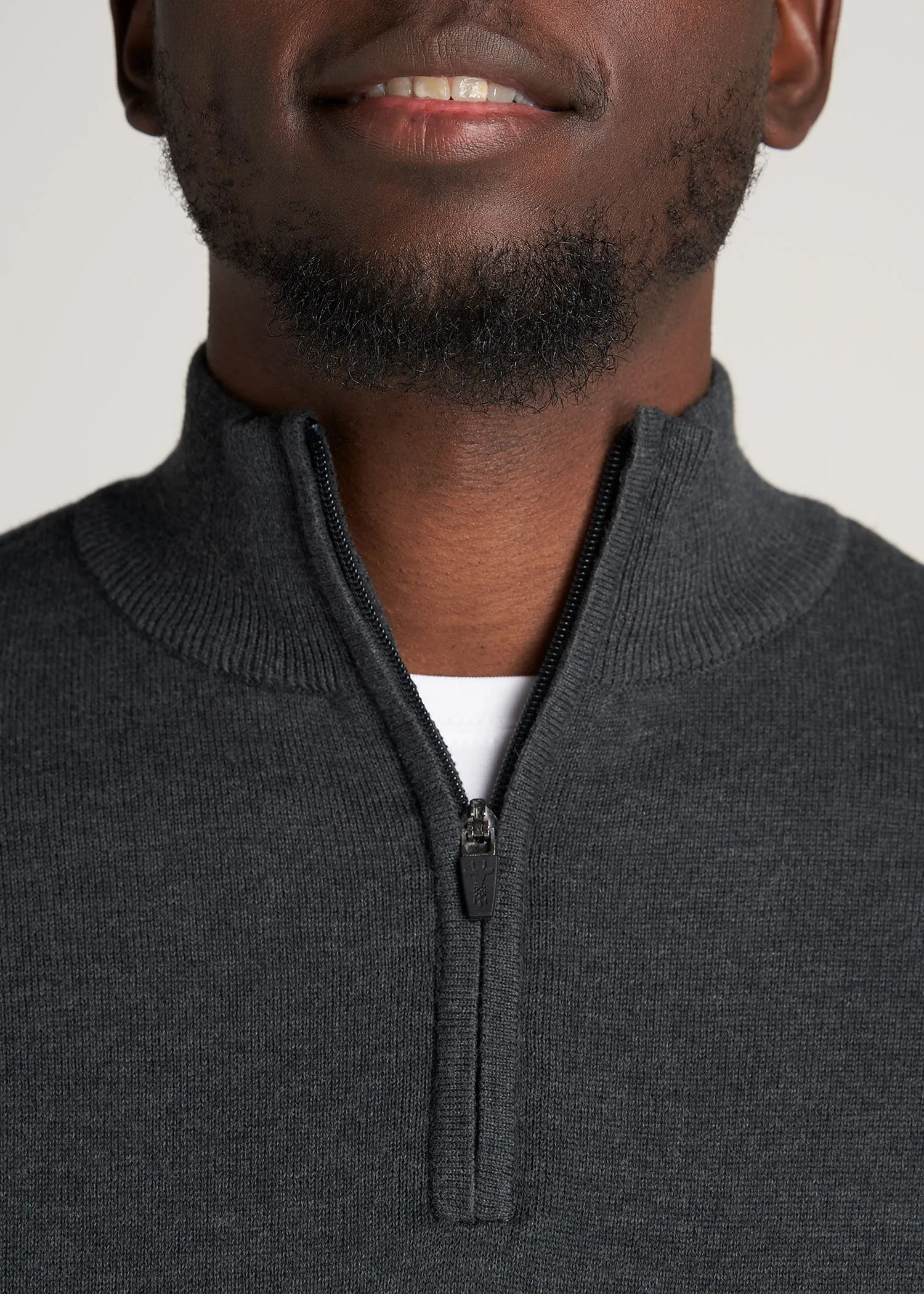 Everyday Quarter-Zip Tall Men's Sweater in Charcoal Mix
