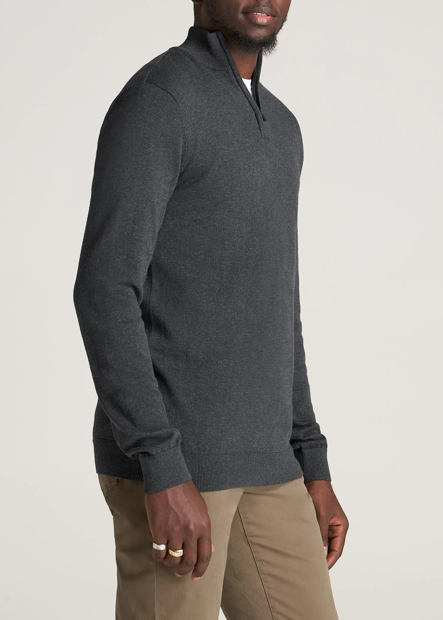 Everyday Quarter-Zip Tall Men's Sweater in Charcoal Mix