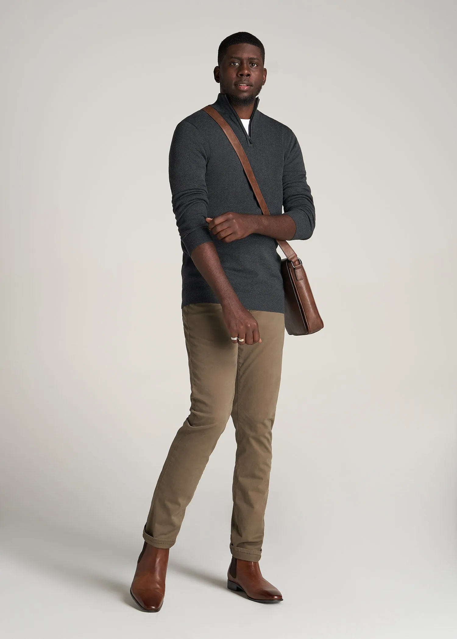 Everyday Quarter-Zip Tall Men's Sweater in Charcoal Mix