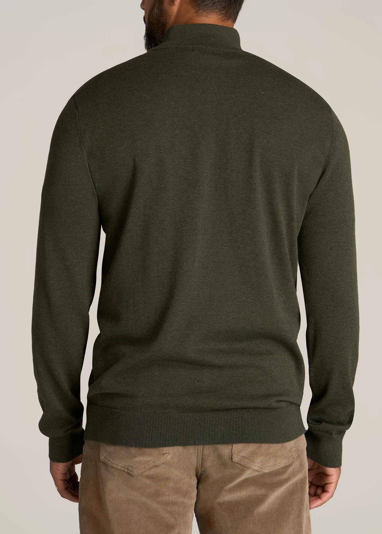Everyday Quarter-Zip Tall Men's Sweater in Dark Olive Green