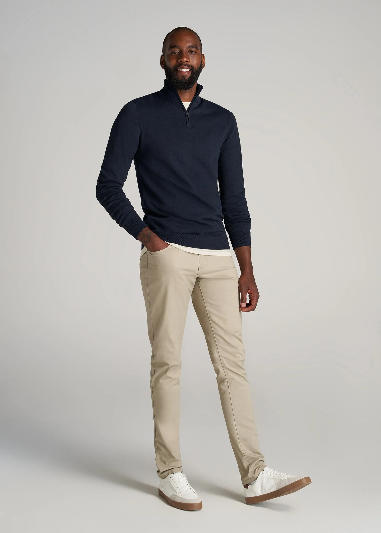 Everyday Quarter-Zip Tall Men's Sweater in Patriot Blue