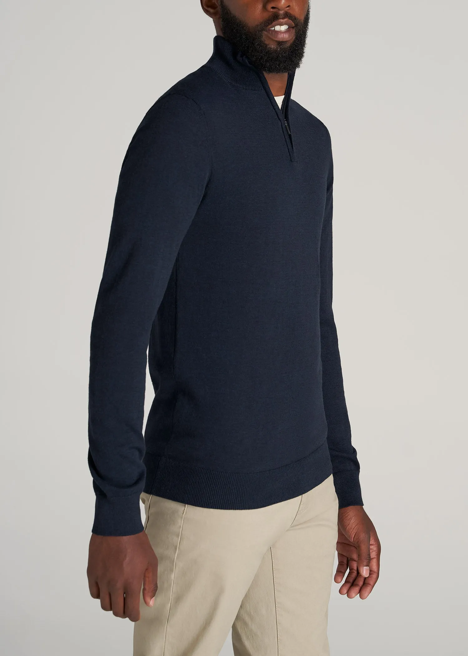 Everyday Quarter-Zip Tall Men's Sweater in Patriot Blue