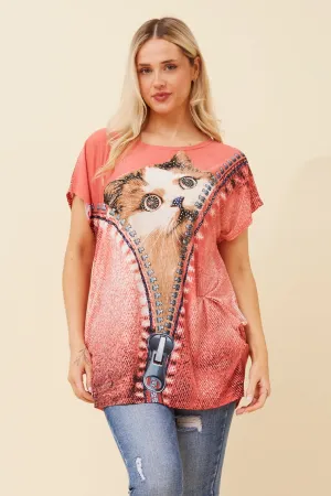 EXCELINA CAT PRINT TOP