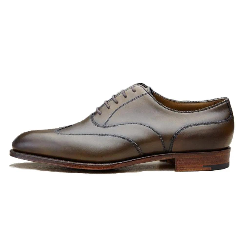 Flat Feet Shoes - Olive Green Leather Gedling Brogue Oxfords with Arch Support