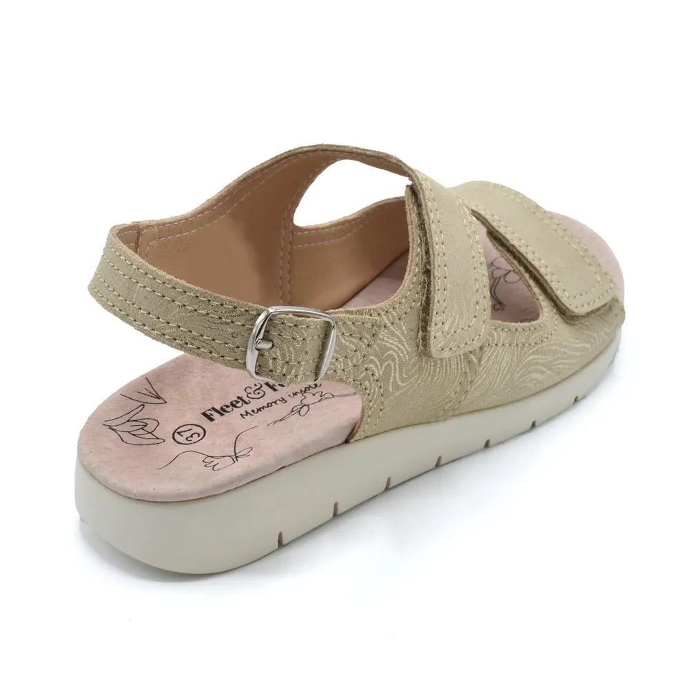 Fleet & Foster Begonia - Ladies Wide Fit Summer Sandal - 2V (2E-4E) Fitting - Taupe