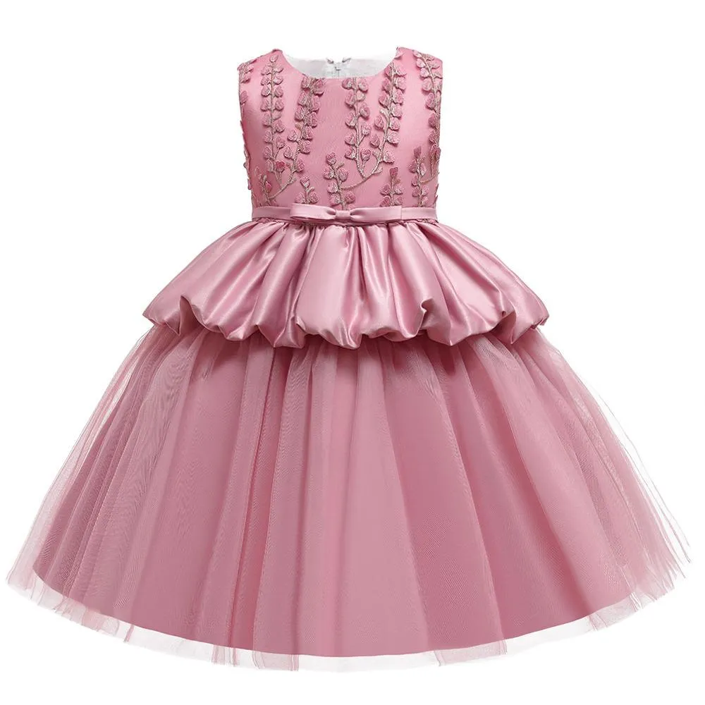 Girls Sleeveless Embroidered Princess Dress
