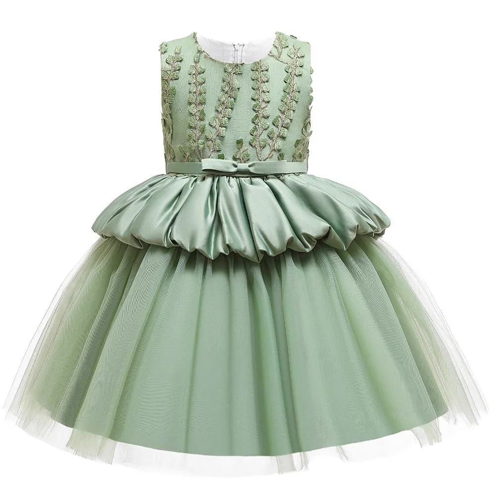 Girls Sleeveless Embroidered Princess Dress