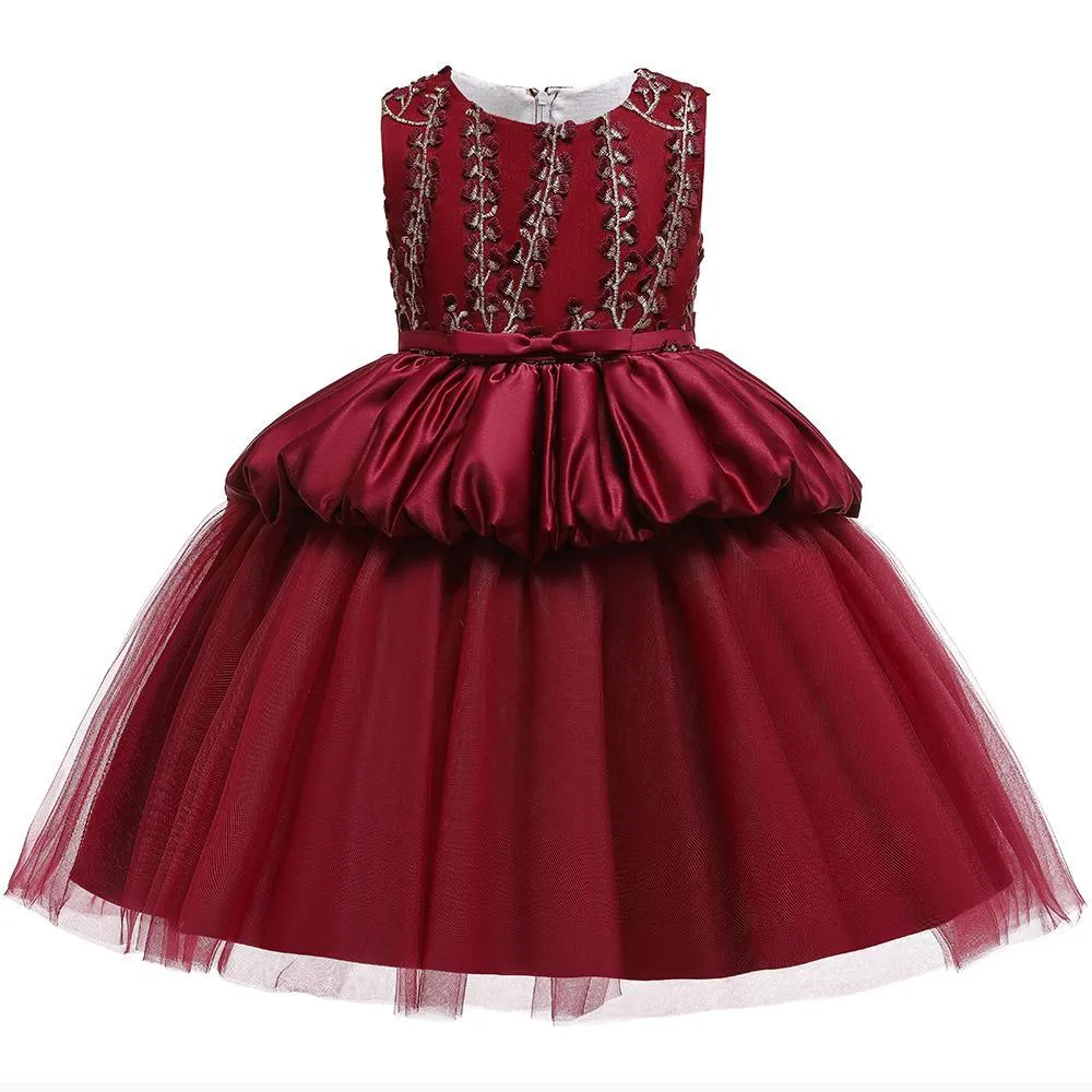 Girls Sleeveless Embroidered Princess Dress