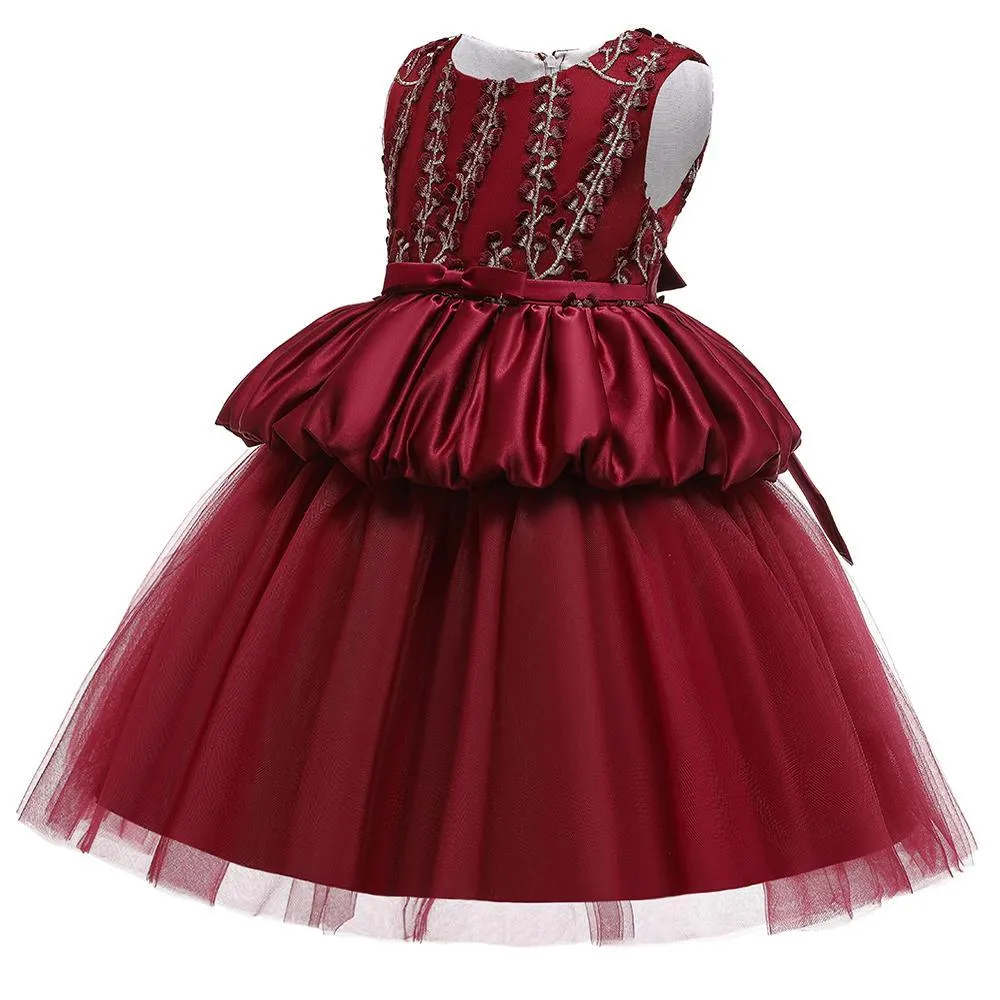 Girls Sleeveless Embroidered Princess Dress