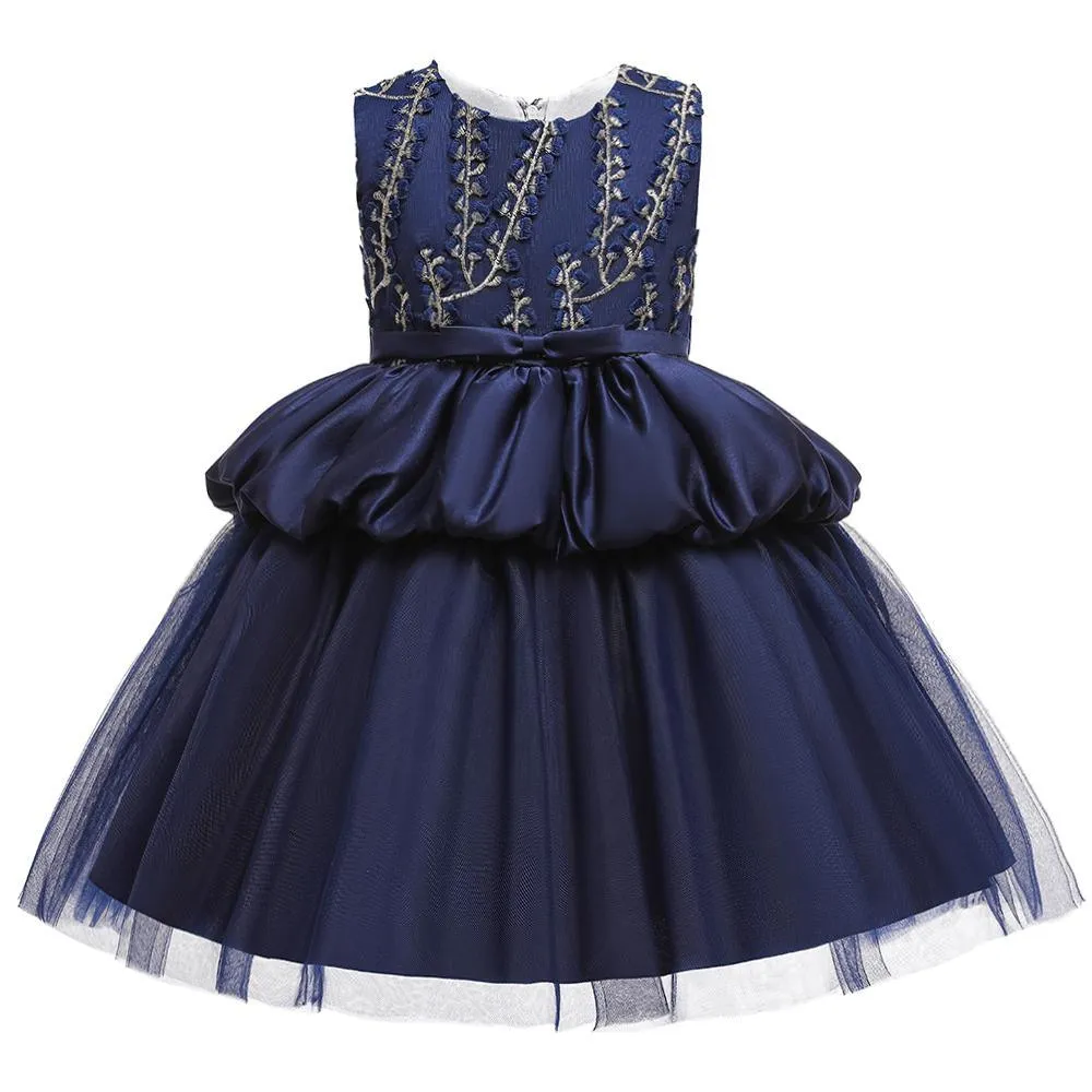 Girls Sleeveless Embroidered Princess Dress