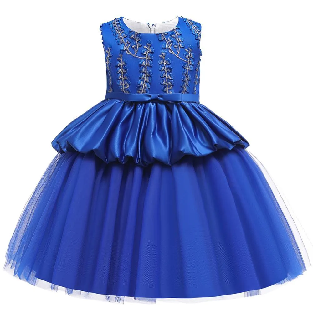 Girls Sleeveless Embroidered Princess Dress