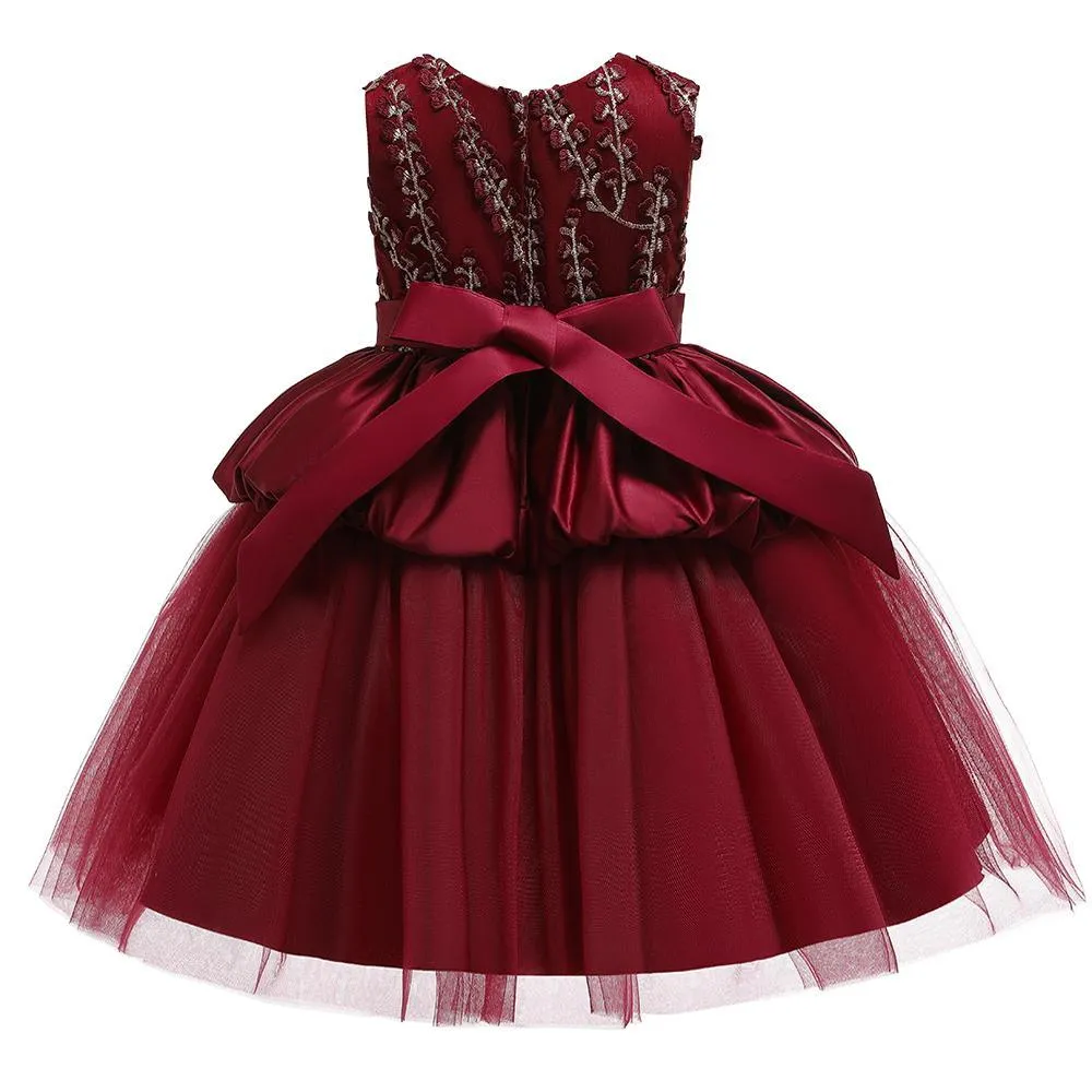 Girls Sleeveless Embroidered Princess Dress